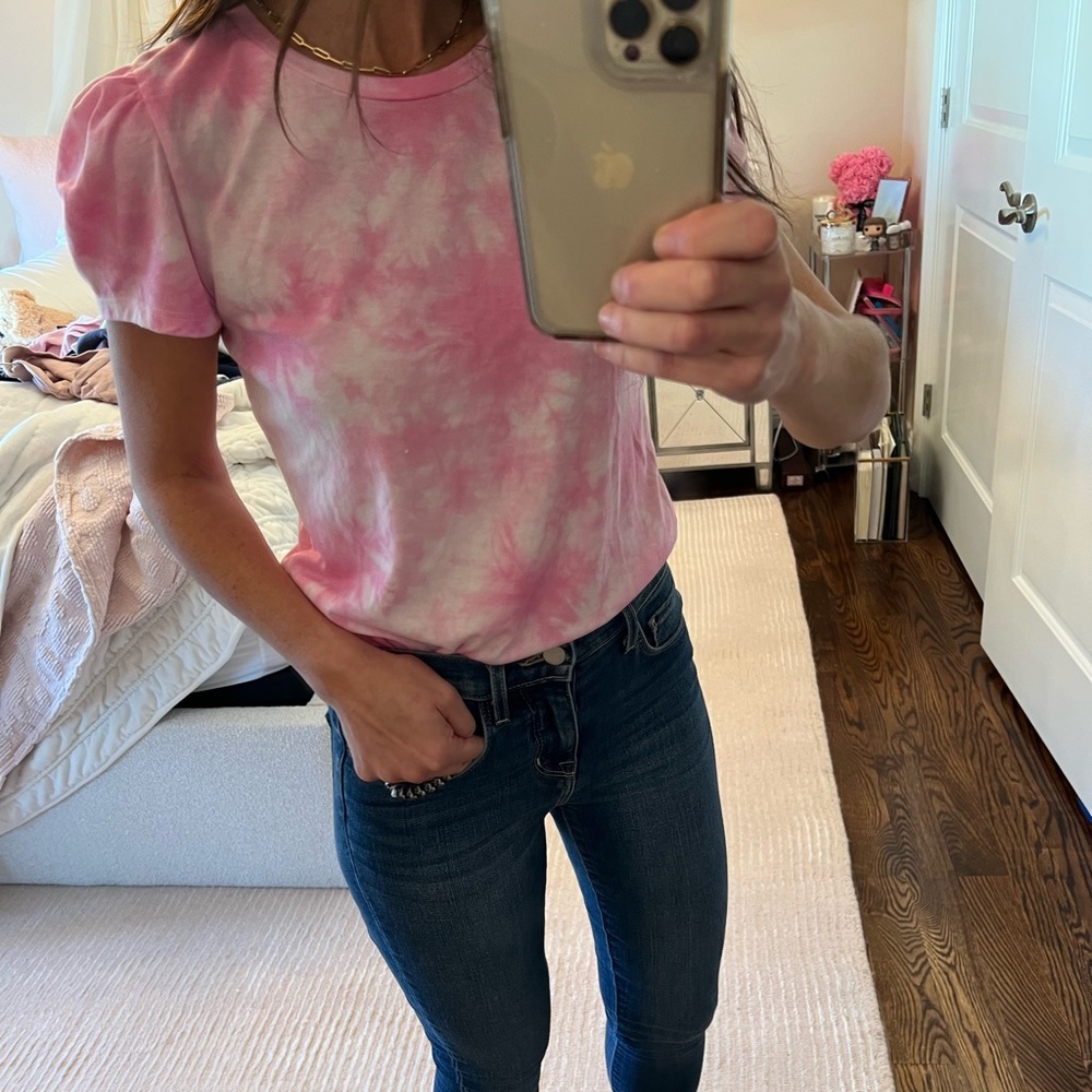 Generation Love tie die puff sleeve pink tee shirt, XS